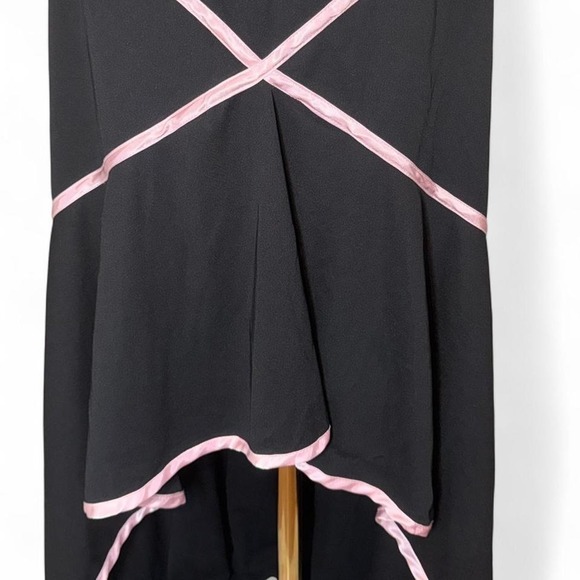 Vintage Y2K black slip dress pink trim balletcore coquette Blondie Nites - Picture 4 of 5